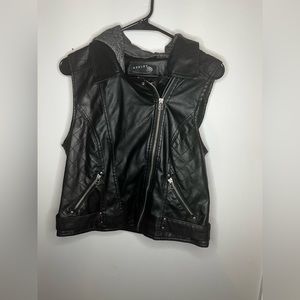 Black Leather Vest With Hood